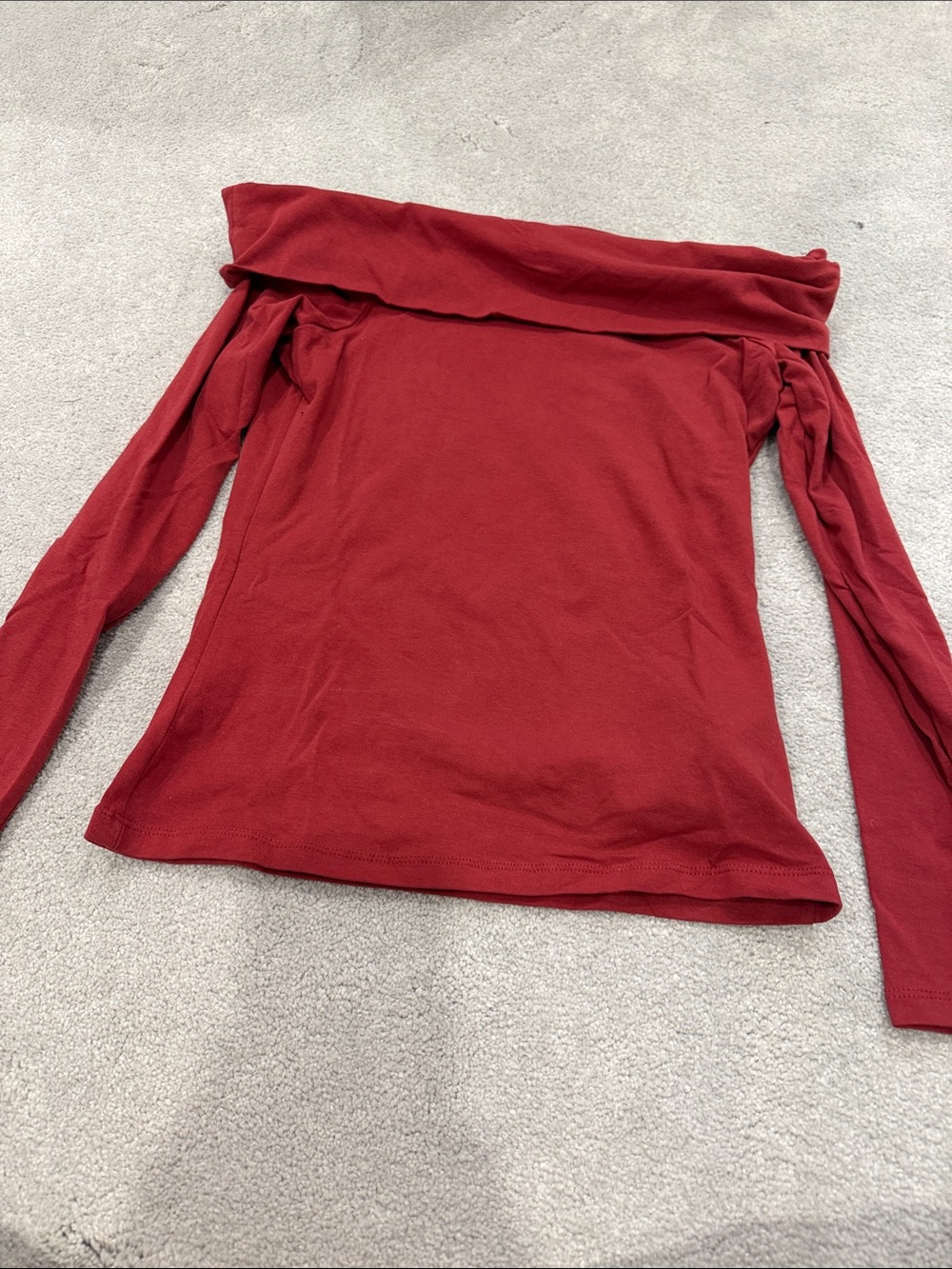 Abercrombie & Fitch Off-Shoulder Long Sleeve Top - Crimson Red